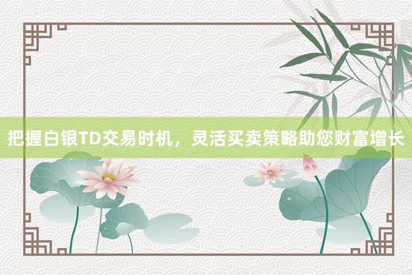 把握白银TD交易时机，灵活买卖策略助您财富增长